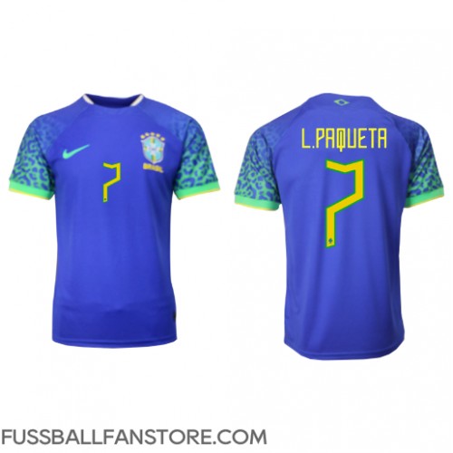Brasilien Lucas Paqueta #7 Replik Auswärtstrikot WM 2022 Kurzarm